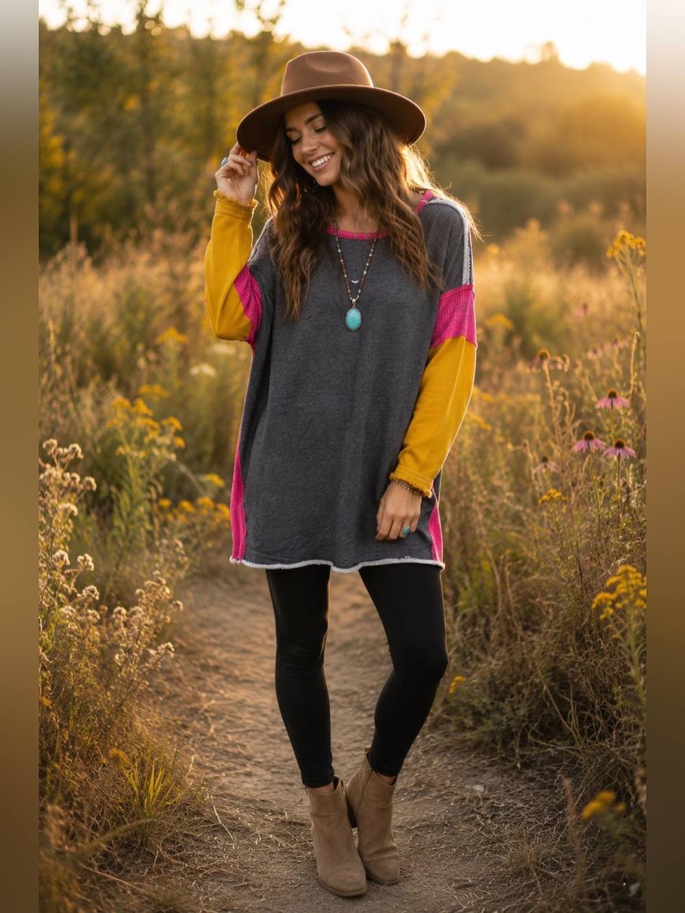 NWOT Natural Life - Reversible Trim Sweatshirt Dress